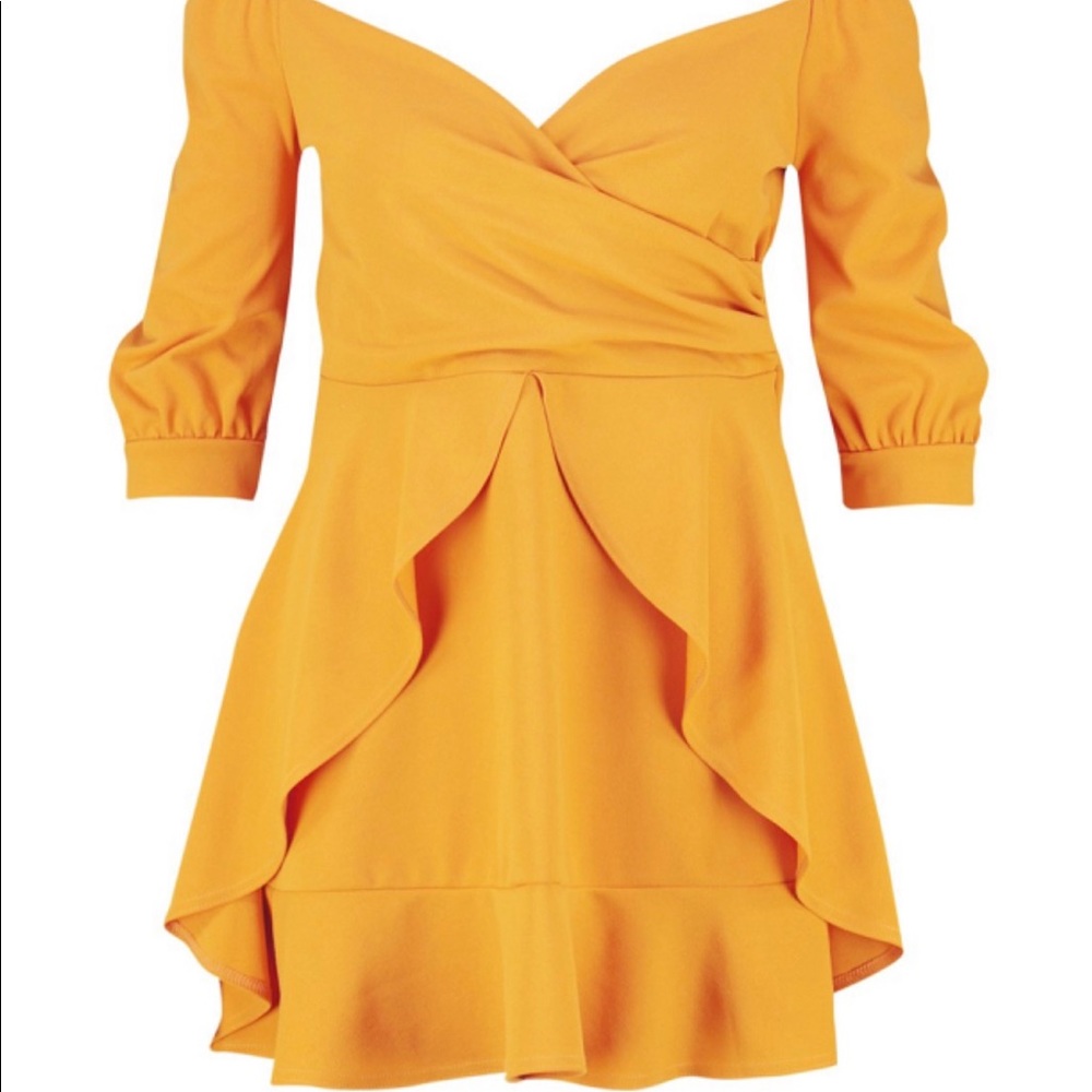 Beautiful mustard yellow off shoulder dress
